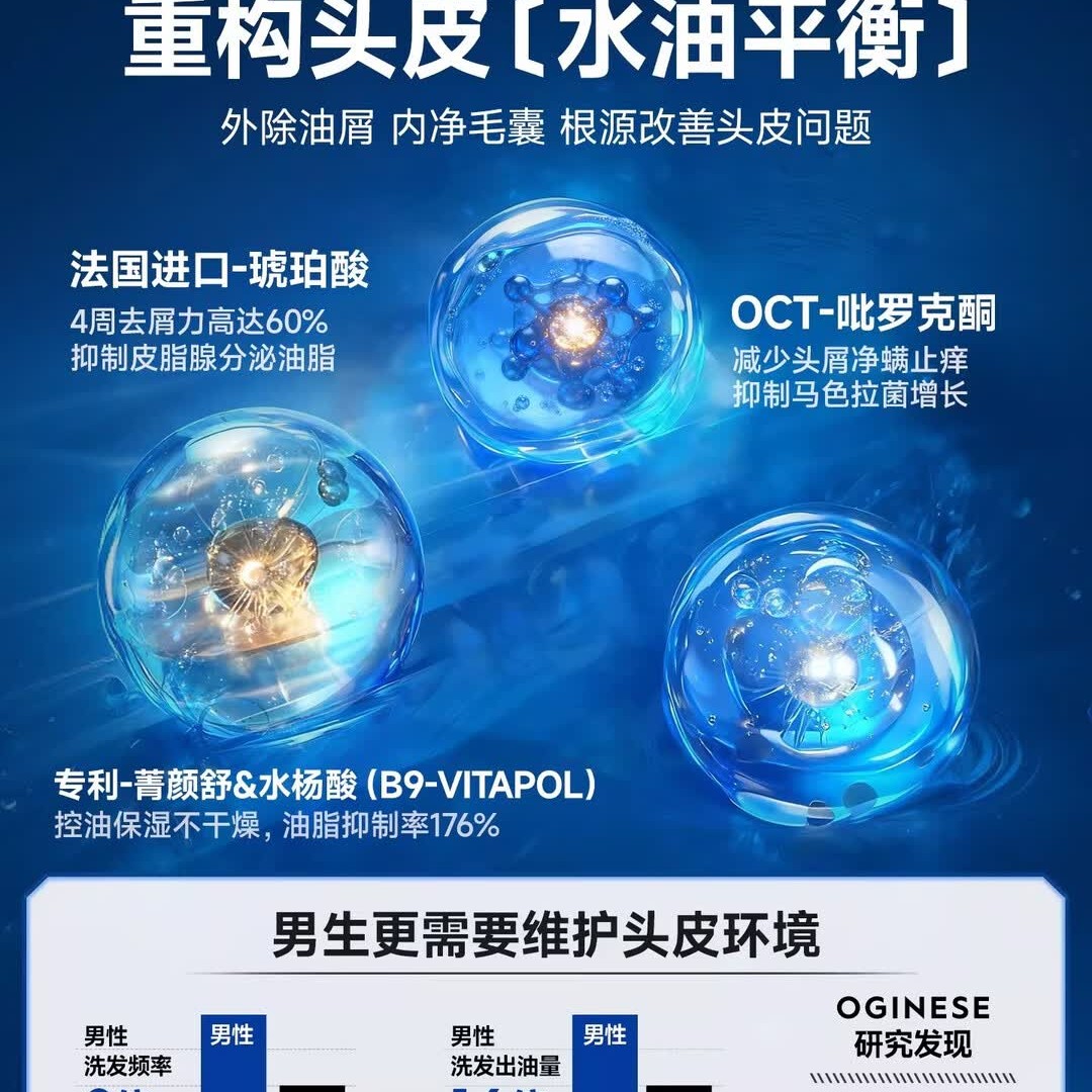 左颜右色 男士微酸去屑洗发水400ml 热门商品 清爽控油蓬松香氛护发洗发乳高清大图