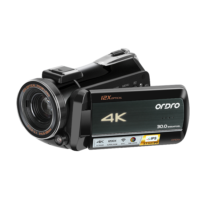 欧达(ORDRO)AC5 旗舰版高清4K超画质数码摄像机DV专业摄录一体机12倍光学变焦1200倍动态变焦家用直播旅游