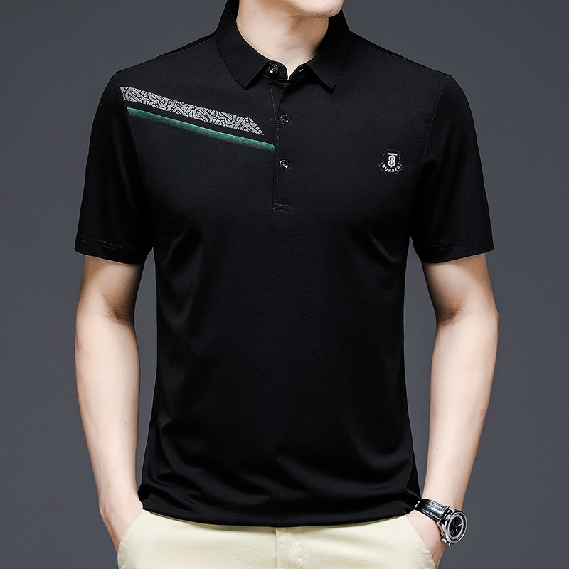 23夏季男士韩版修身polo衫 工作服可定新款简约薄款翻领短袖t恤男高清大图