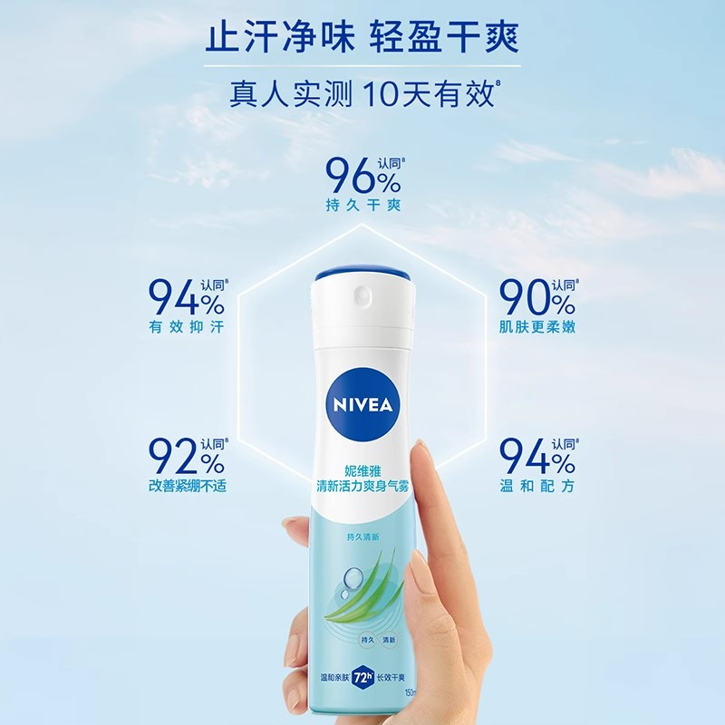 妮维雅女士清新活力气雾150ml 长效干爽抑汗高清大图