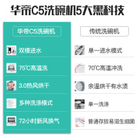 华帝(vatti)JWT6-C5 智能热风烘干嵌入式洗碗机 6套大容量 洗消烘存四合一 75℃高温煮洗 家用除菌洗碗机