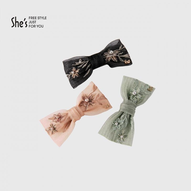 shes茜子头饰丁香花手工钉珠刺绣平行发夹横夹时尚饰品