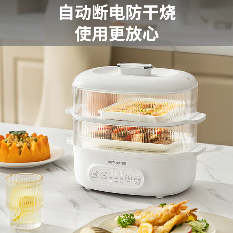 九阳(Joyoung)煮蛋器 家用电蒸锅 双层定时 智能预约 早餐蒸煮一体机 多功能蒸包子蒸锅 ZD18-GE550