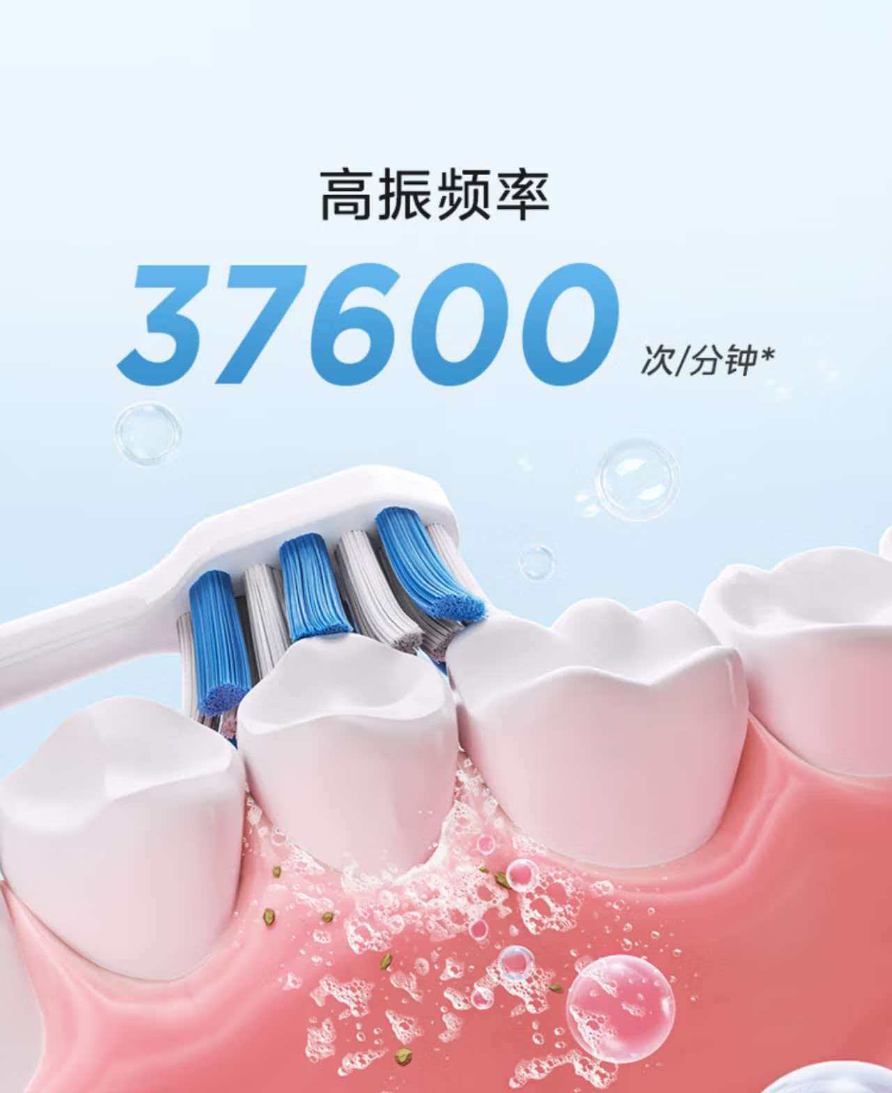美的(Midea)电动牙刷成人软毛声波全自动防水感应式充电MR1系列极地白高清大图