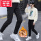可莉允女童加绒裤子秋冬外穿中大童保暖裤一体加绒加厚牛仔裤儿童加绒裤