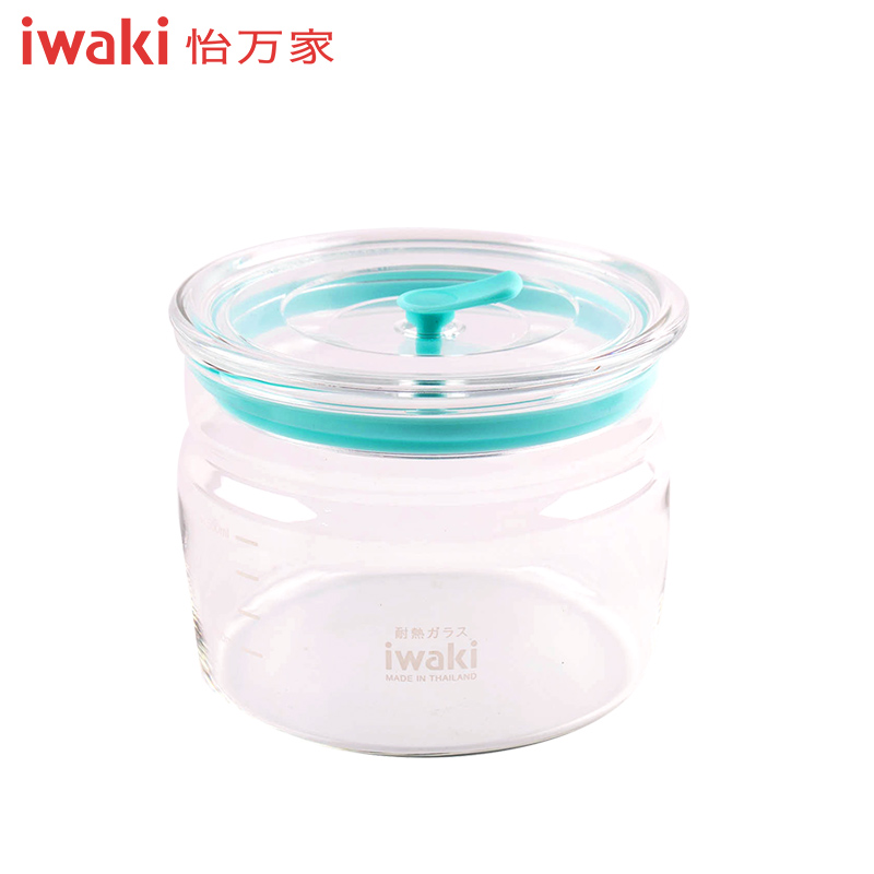 [百年品牌,精致生活,高端耐热玻璃水壶]TAMIX-4T1C怡万家iwaki耐热玻璃马卡龙4件套薄荷绿(密封罐+冷水壶)高清大图