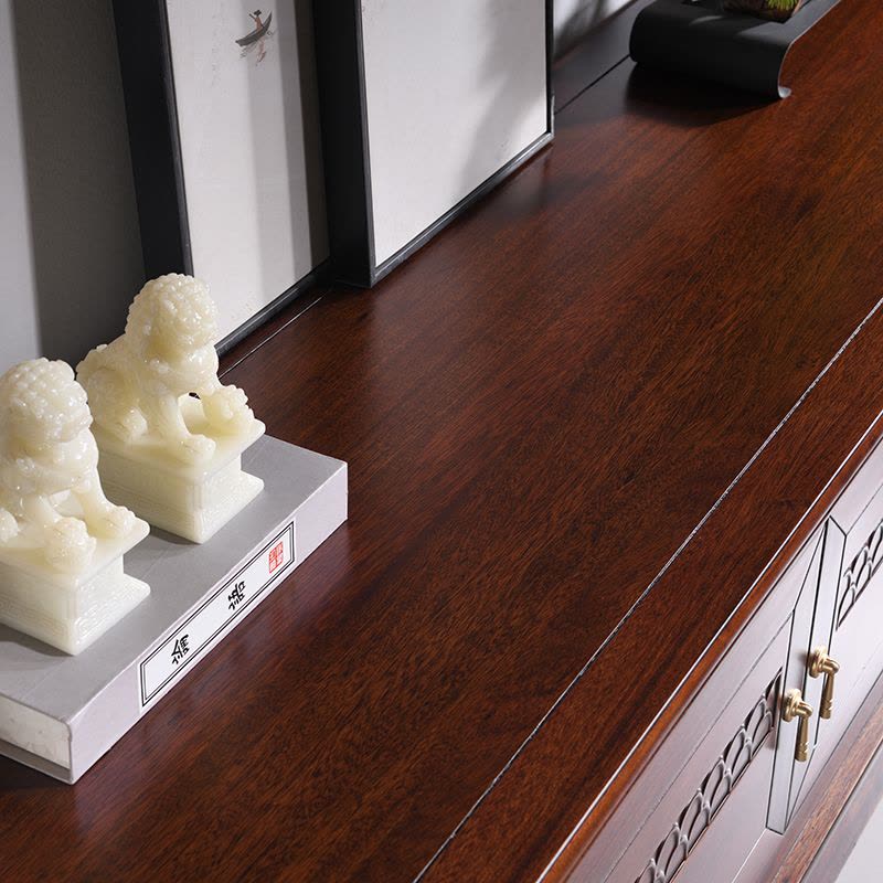 青木川 新中式仿古实木电视柜落地2025新款小户型客厅农村家用乌金木雕花成品整装矮柜储物柜影视柜视听柜图片