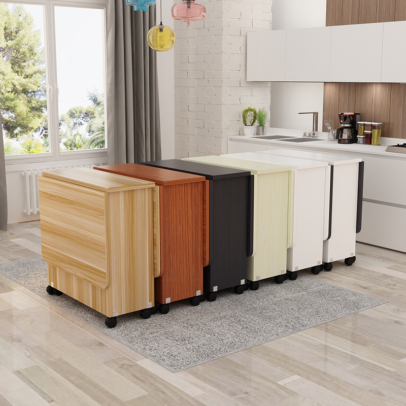 折叠桌家用长方形餐桌4人6小户型简约易多功能可伸缩移动吃饭桌子