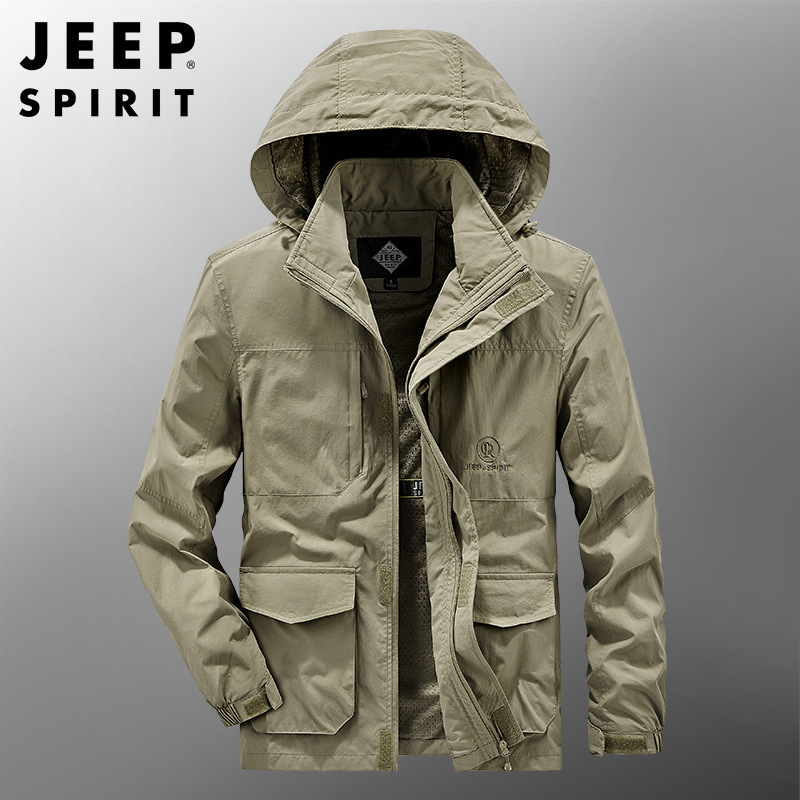 jeepspirit男装外套秋薄款宽松男士休闲夹克户外上衣男7010