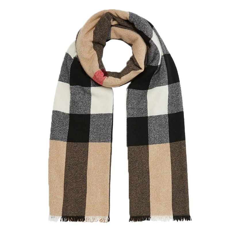 【直营】Burberry 博柏利 巴宝莉 男女通用含羊绒羊毛秋冬时尚格纹潮流舒适保暖围巾60*198cm