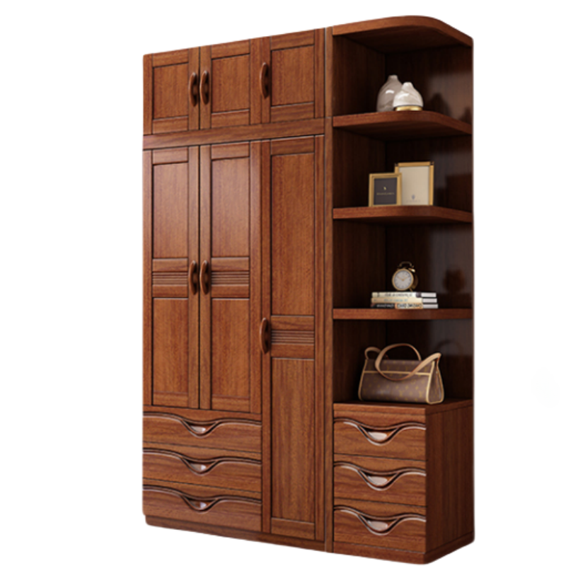 铭思达实木衣柜三门+顶柜+边柜套高清大图