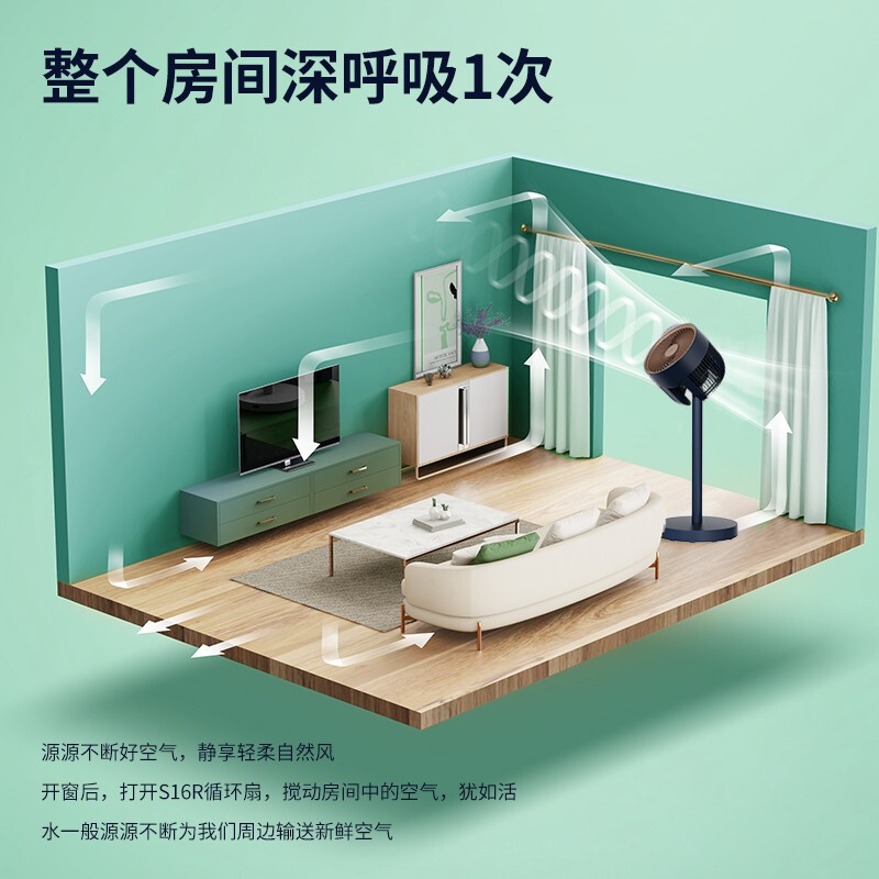 先锋(SINGFUN)空气循环扇电风扇家用遥控定时直流变频四档调节左右摇头风扇DXH-S16R高清大图