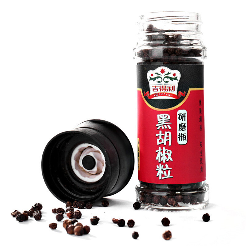 吉得利 黑胡椒粒研磨瓶装 胡椒粉研磨器手动研磨调味瓶料35g