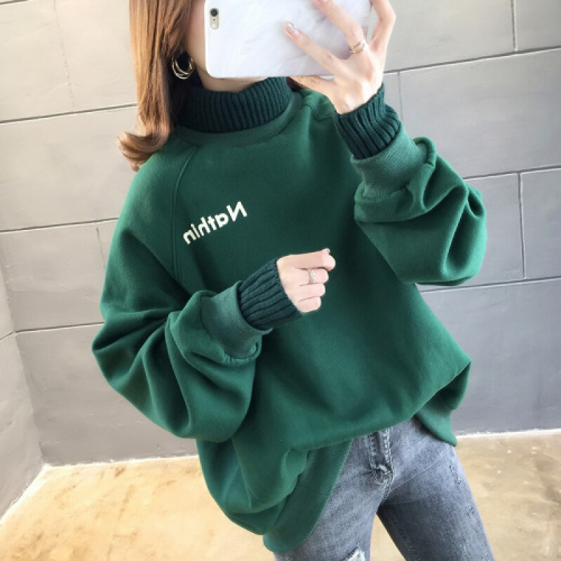 珂卡慕(KEKAMU)加绒加厚卫衣女2020秋韩版ins潮慵懒风外套上衣潮