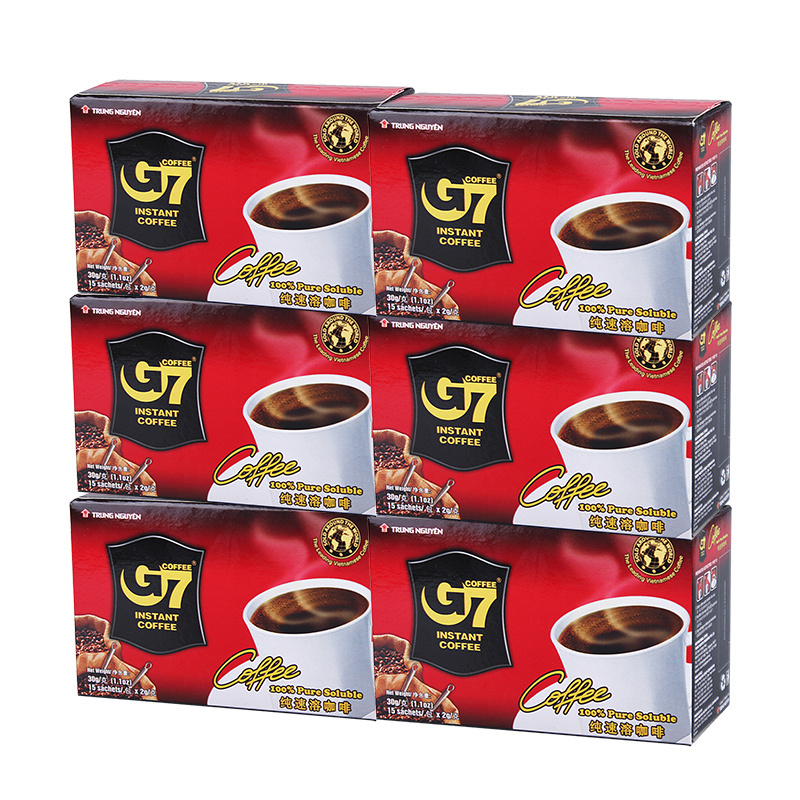越南进口咖啡中原G7 coffee黑咖啡即溶速溶纯粉30g*6盒装可冲90杯