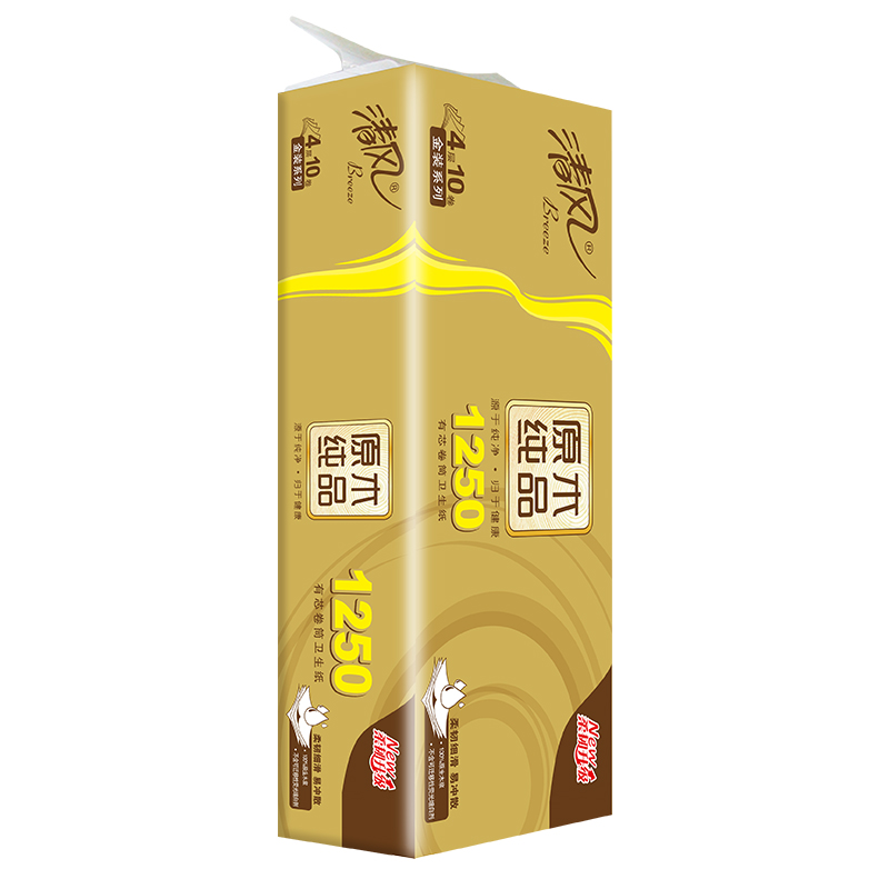 清风原木金装卷纸4层125克*10卷一提