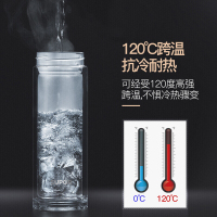 苏泊尔(SUPOR)玻璃杯双层便携水杯380ml过滤带盖随手杯男士商务办公泡茶杯子玻璃杯KC38CP1