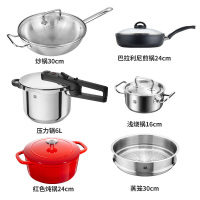 双立人(ZWILLING) Classic 30cm中式炒锅22件套 炒锅不粘煎锅铸铁锅蒸笼压力锅具刀具炊具料理机套装