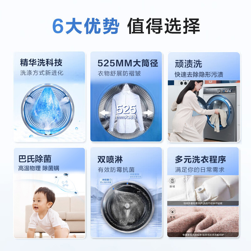海尔(Haier)精华洗 10公斤 除菌洗 滚筒洗衣机 大筒径 XQG100-BD1426L