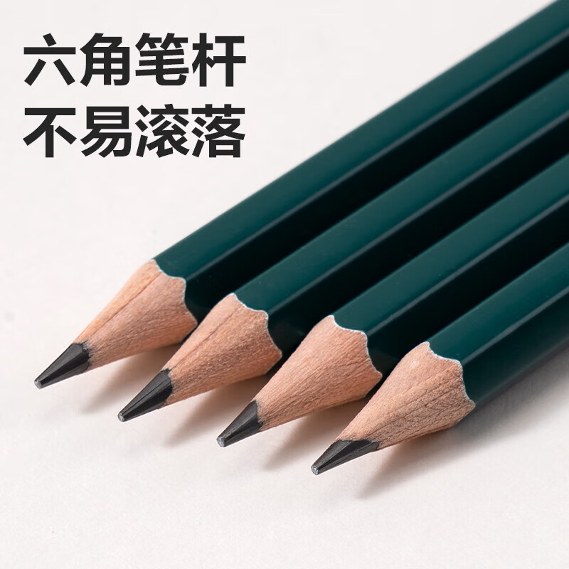 得力(deli)书写铅笔 DP601-HB 绿色六角杆 12支/盒 混 1盒装高清大图