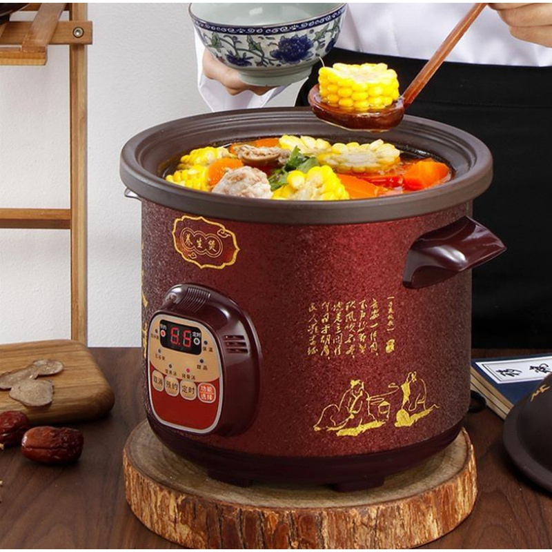 时光旧巷带盖紫砂锅婴儿煮粥宝宝辅食锅小电锅汤电蒸锅