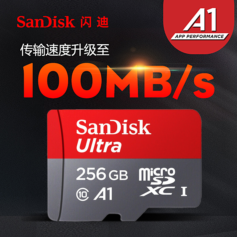 【官方授权】闪迪（SanDisk）TF卡256G A1高速100M 记录仪手机内存卡 ns任天堂switch存储卡高清大图