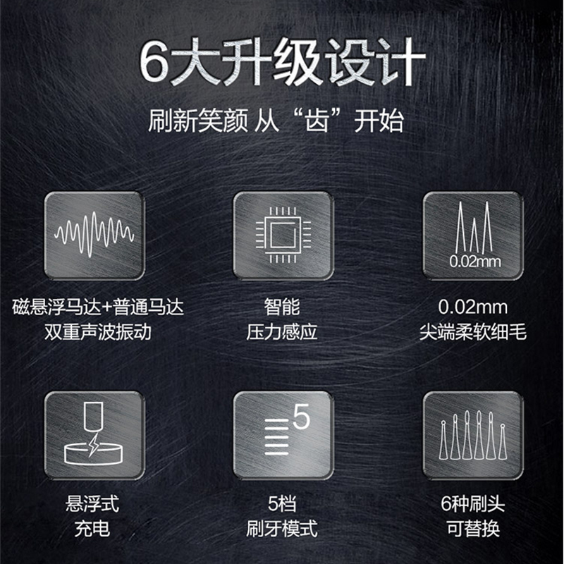 松下(Panasonic)成人智能电动牙刷 双重声波振动 智能压力感应 悬浮式充电 EW-PDP51 银色款