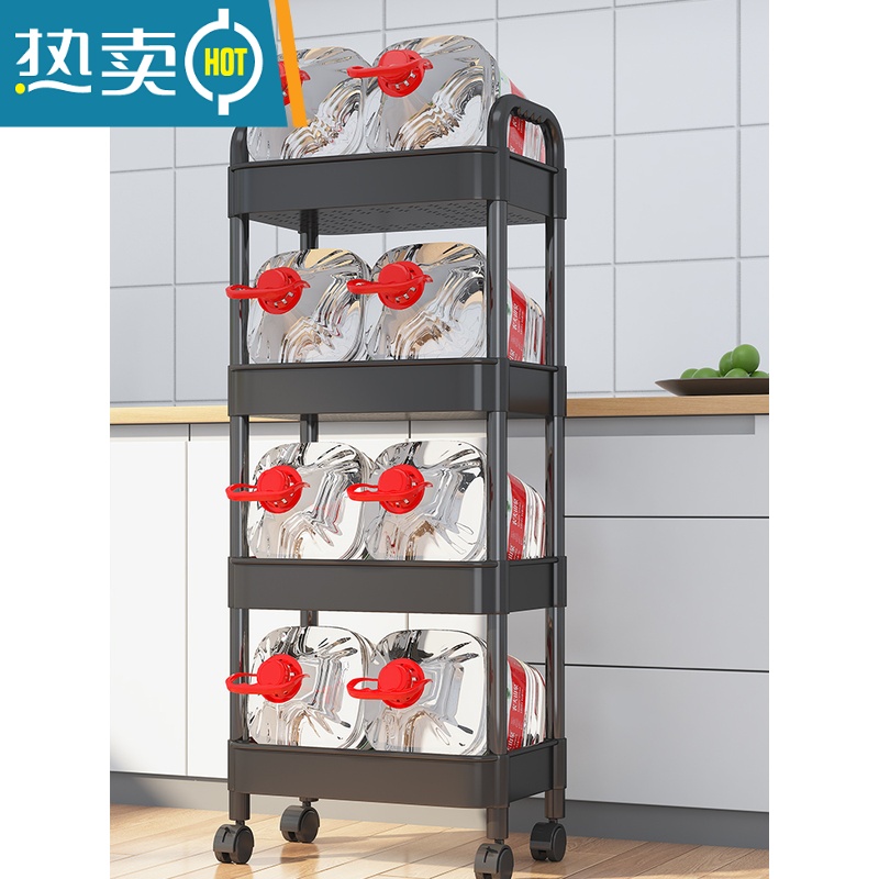 敬平厨房置物架收纳储物家用架子落地多层用品大全小推车多功能蔬菜篮高清大图