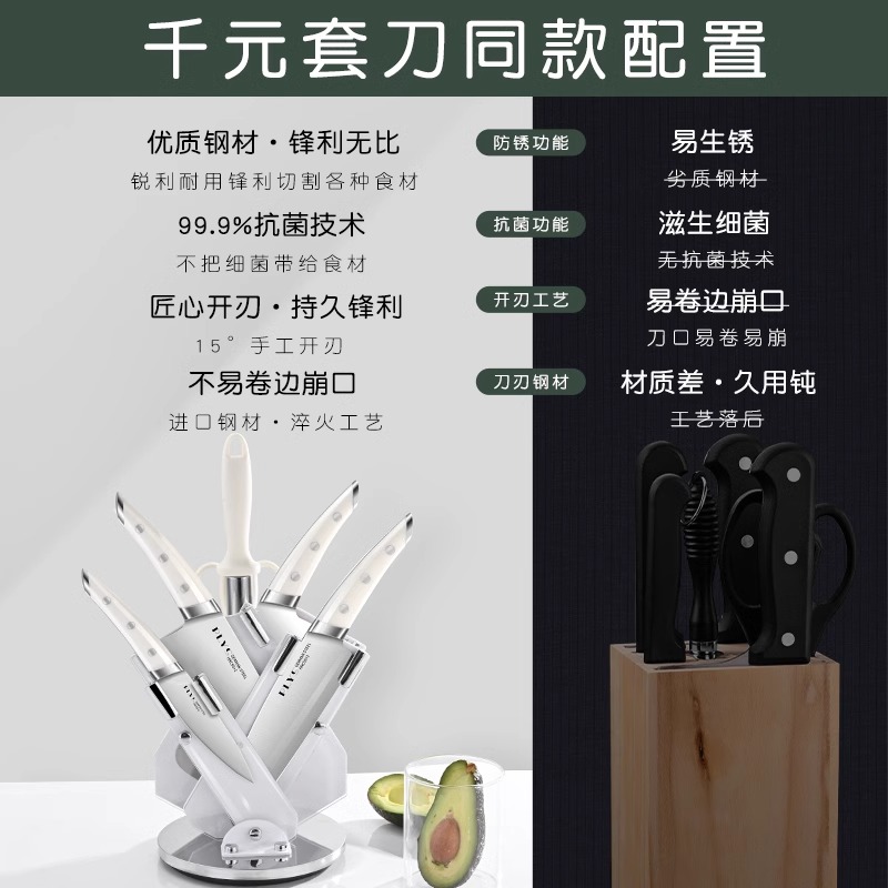 德国刀具套装厨房专用组合家用菜刀切菜刀菜板二合一全套辅食高清大图