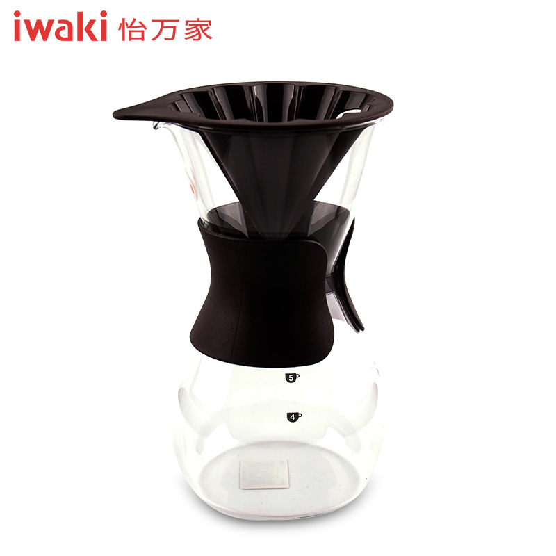 [百年品牌,精致生活,高端耐热玻璃咖啡壶]KT8694-BR怡万家花形滴漏式咖啡壶栗棕