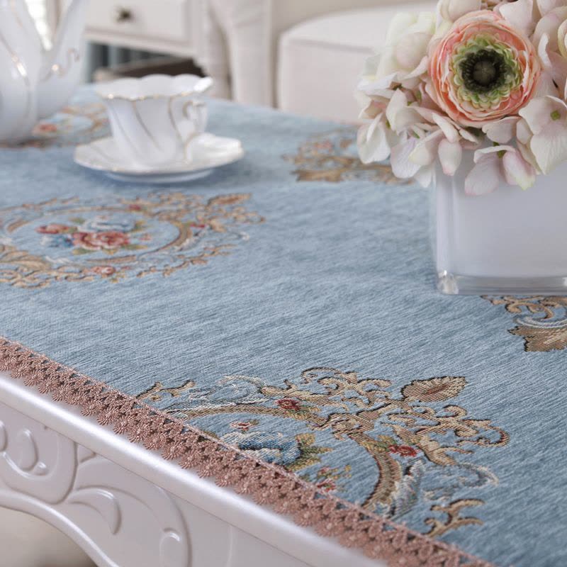 美帮汇欧式桌布布艺餐桌布长方形桌旗茶几布多用盖巾雪尼尔欧式多用盖布图片