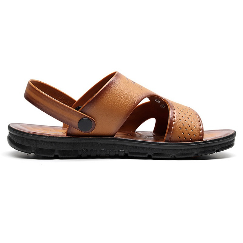 塑料凉鞋男士橡胶新款时尚沙滩鞋休闲防水防滑耐磨厚底中青年爸爸