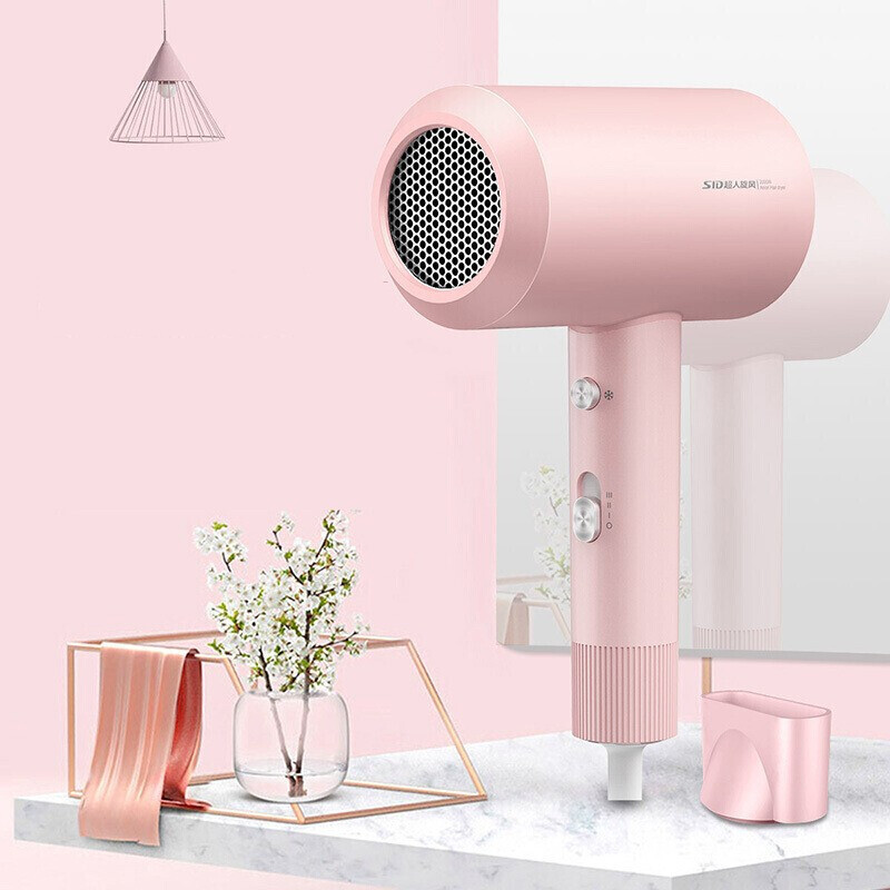 超人sid电吹风机2000w负离子电吹风筒大功率家用电风吹rd2031少女粉