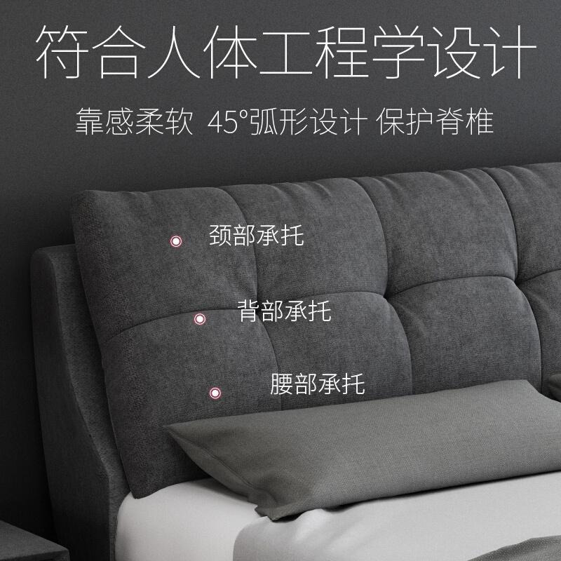 布艺现代简约可拆洗2米双人主卧超大床2.2米2.4榻榻米软床3米定制 宽2米长2米床（实木框架）其他整装式箱体床