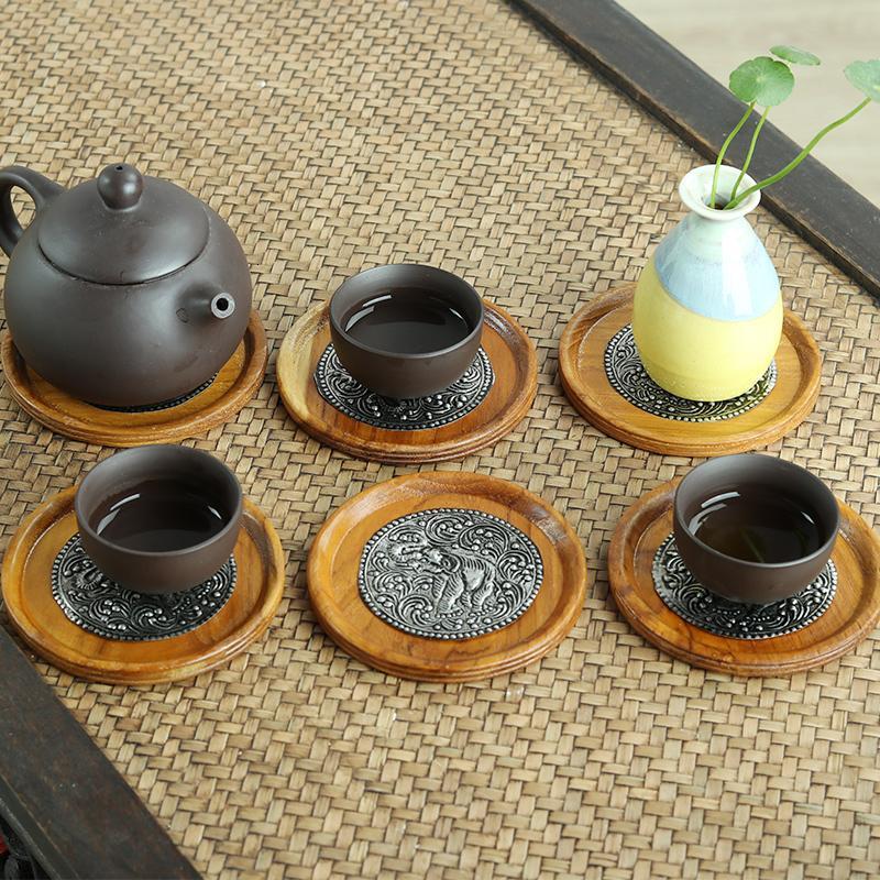 杯垫茶道茶杯垫隔热垫简约实木功夫茶杯垫泰国进口杯托茶道茶具