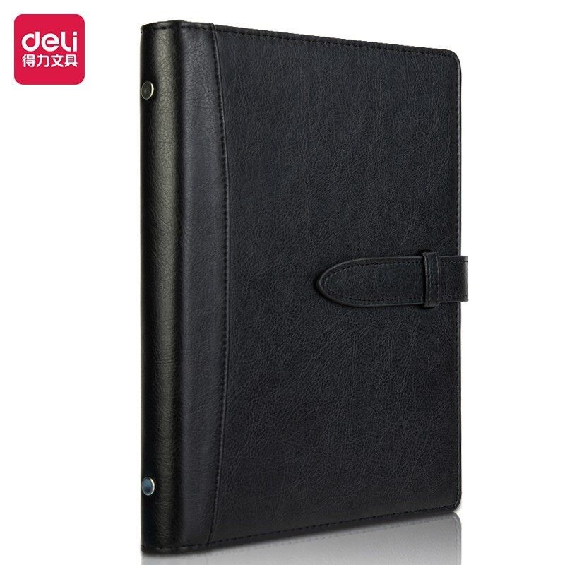 得力（deli）活页笔记本子 办公商务记事本高端款 办公用品 22800黑色-25K