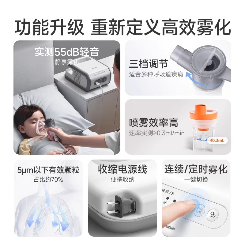 鱼跃雾化机家用儿童家庭用医用压缩式可调节老人医用雾化器407C高清大图