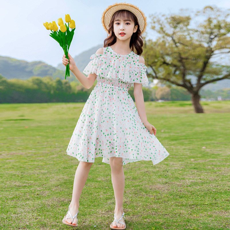 新品直营女童连衣裙夏装新款韩版洋气儿童蕾丝裙女童雪纺裙女童公主裙