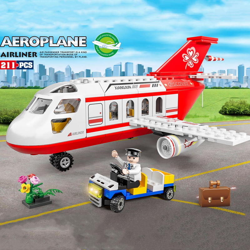 城市飞机系列中国积木儿童益智男孩女孩拼装玩具客机拼图拼插礼物