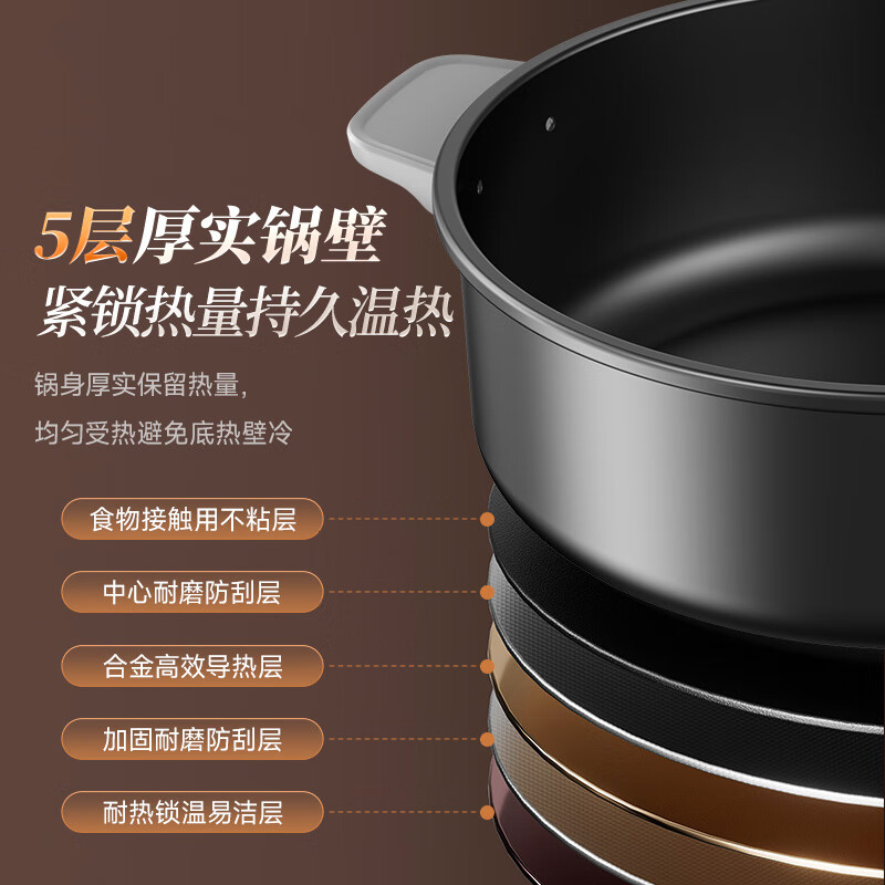 小熊电火锅 鸳鸯锅家用火锅专用锅分体多功能锅 电煮锅涮肉锅火锅锅3分钟速沸高清大图