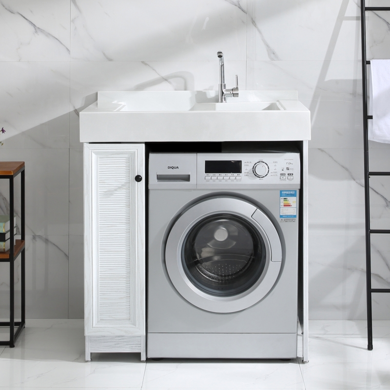 可定制阳台洗衣机柜组合闪电客白色太空铝洗衣柜小户型洗衣机伴侣一体
