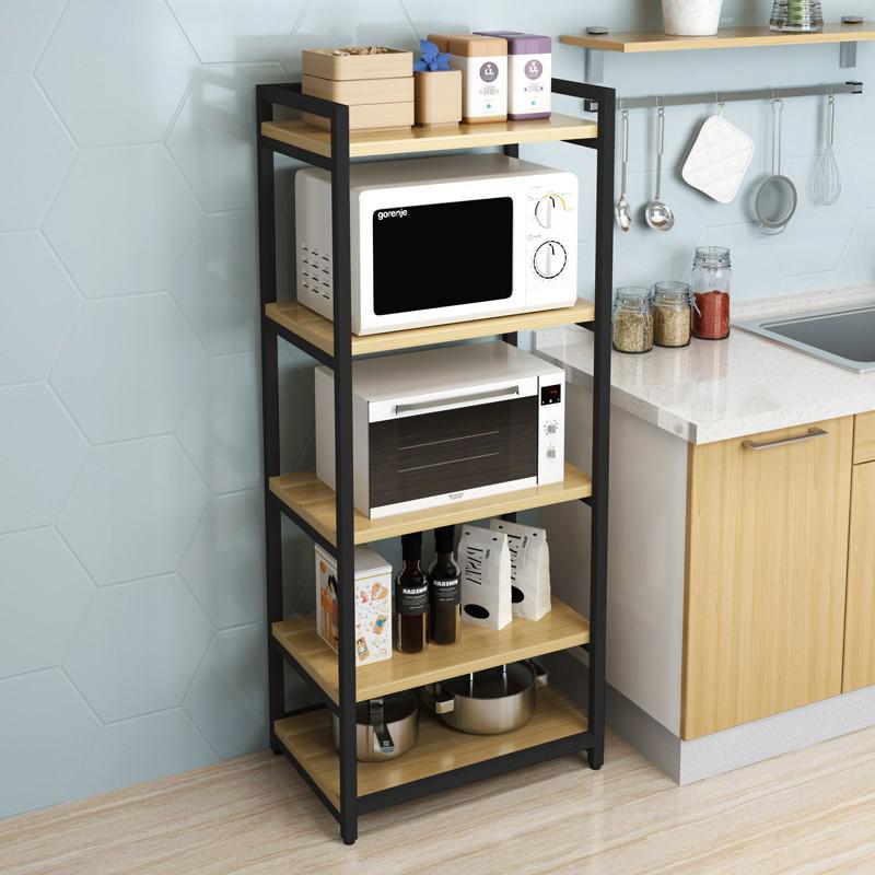 厨房置物架落地多层放锅架50长家用微波炉烤箱收纳架不锈钢储物架收纳