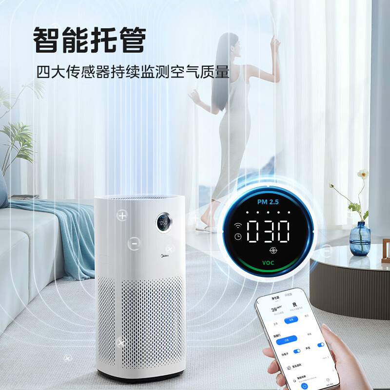 美的(Midea)[星澈空气护理机]空气净化器除甲醛空气净化器除烟味异味除菌六重净化家用新风机KJ600G-RX600高清大图