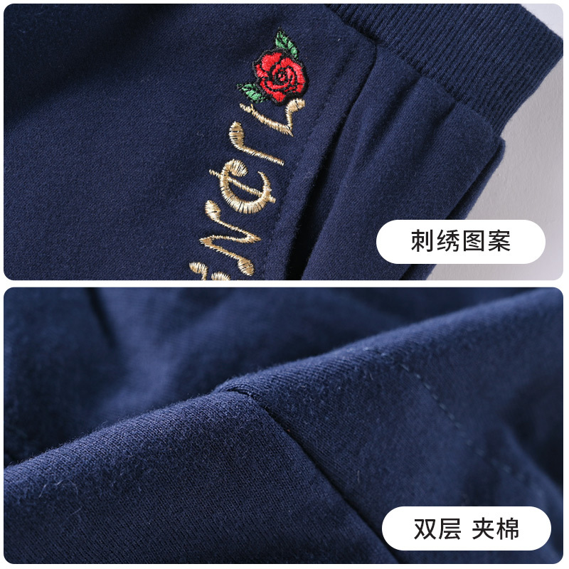铅笔俱乐部童装2020秋冬女童针织棉裤束脚双层夹棉儿童休闲长裤