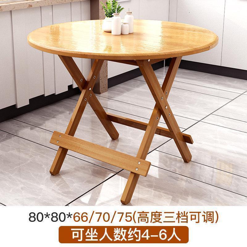 汐岩折叠桌餐桌家用小户型圆桌方桌饭桌可折叠简易正方形吃饭桌子 80CM圆桌