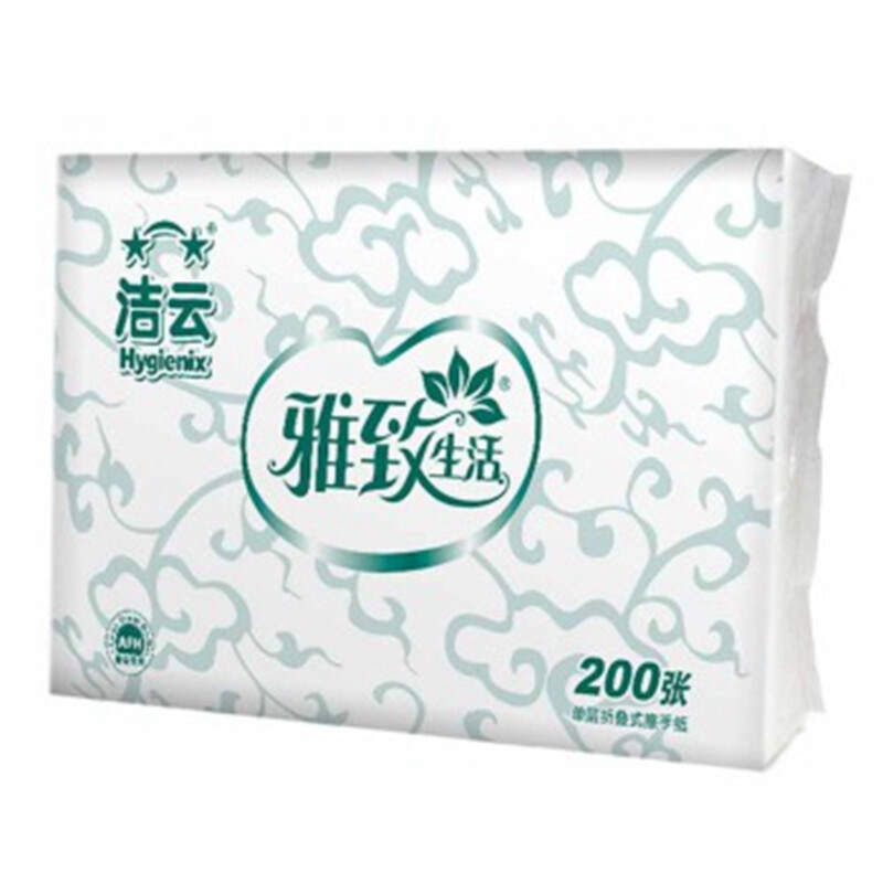 洁云 Hygienix 擦手纸 156303 单层三折 200抽/包 20包/箱 (计价单位:箱)高清大图