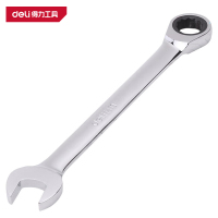 得力（deli）DL34132 镜面两用棘轮快扳 32mm 银 1把