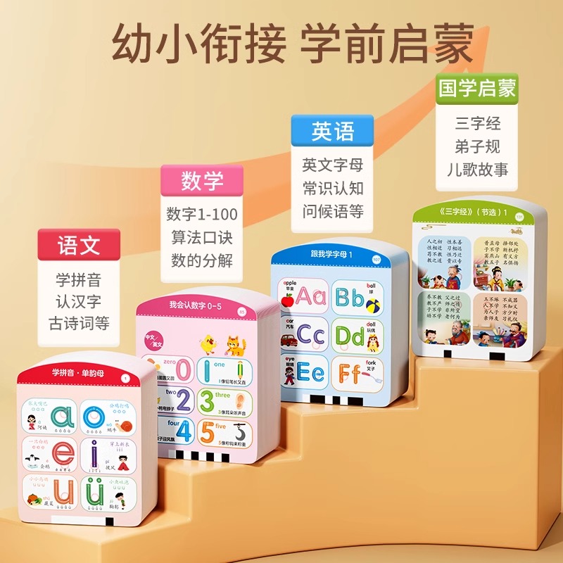 儿童插卡片早教学习机3一6岁语数英全智能语音点读古诗识字启蒙书高清大图