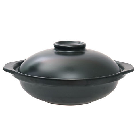 陶瓷明火耐高温鱼头火锅砂锅汤锅炖锅浅口锅家用商用黑色砂锅|黑色带