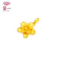 金一足金3D硬金优雅桃花源花朵女士黄金吊坠项坠送情人送妈妈礼物（定价） ACB005